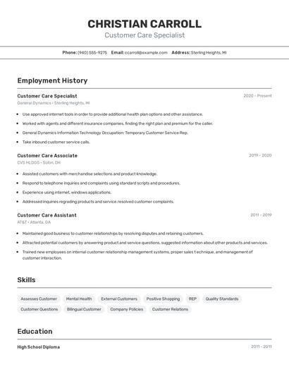Resume example 2