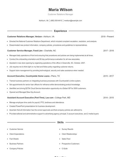 Resume example 1