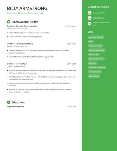 Customer Retention Representative Resume
