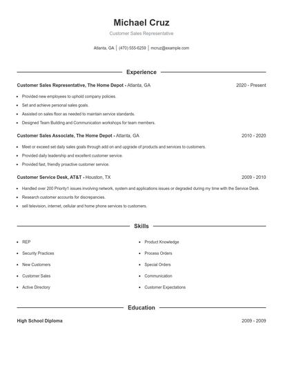Resume example 1