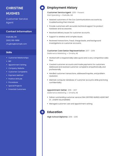 Customer Service Agent Resume
