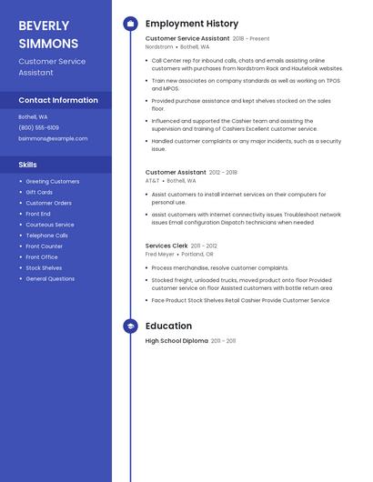 Customer Service Assistant Resume