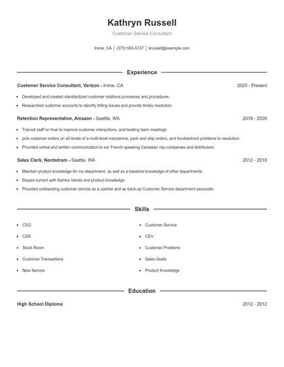 Resume example 1