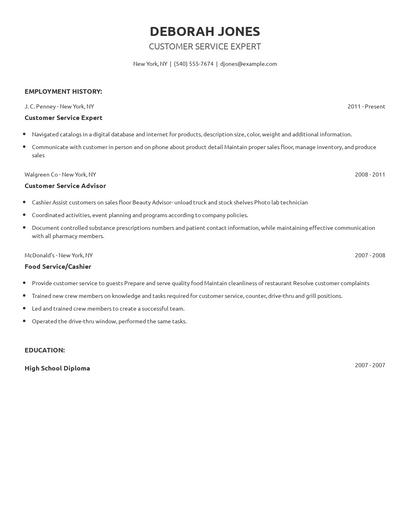 Customer Service Expert Resume