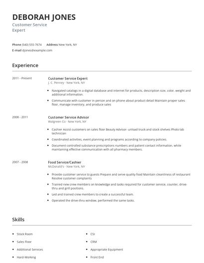 Customer Service Expert Resume