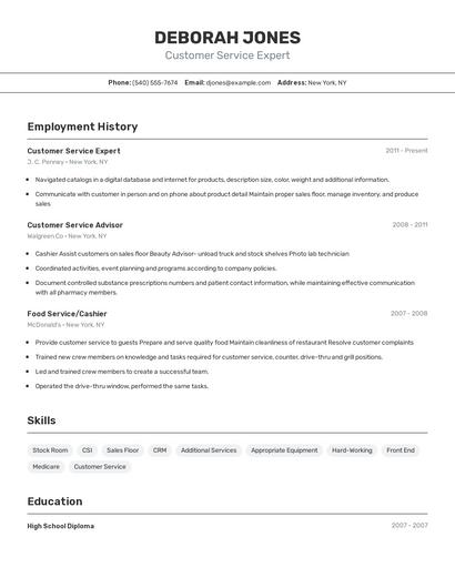 Customer Service Expert Resume