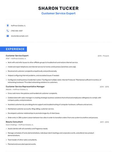 Customer Service Expert Resume