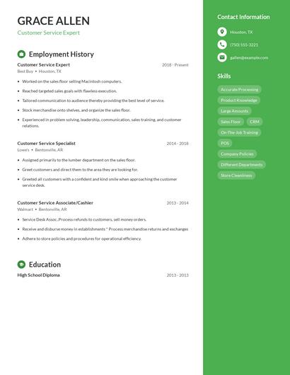 Customer Service Expert Resume