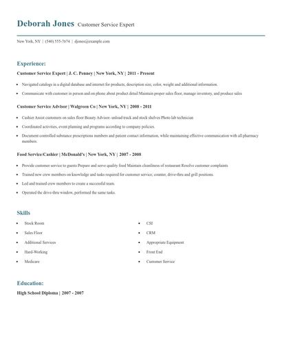 Customer Service Expert Resume