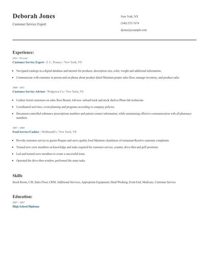 Customer Service Expert Resume