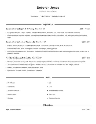 Customer Service Expert Resume