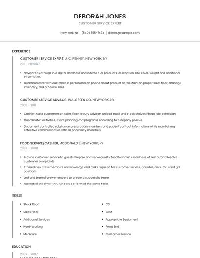 Customer Service Expert Resume
