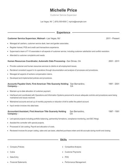 Resume example 1