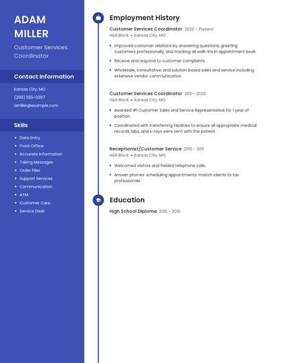 Customer Services Coordinator Resume