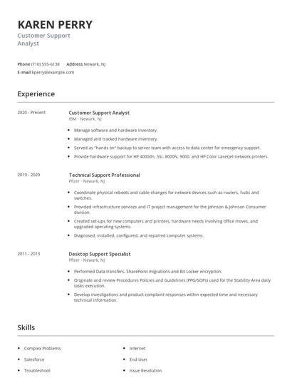 Customer Support Analyst Resume