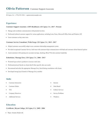 Customer Support Associate Resume