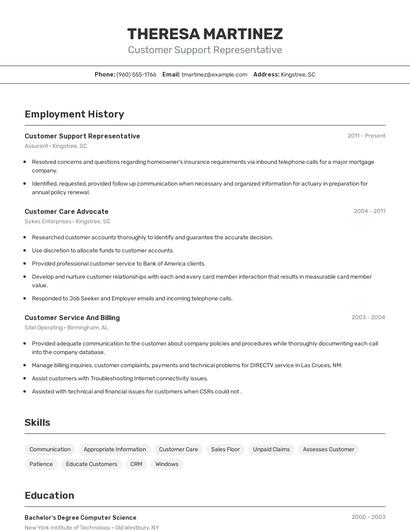 Resume example 2