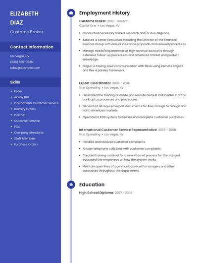 Customs Broker Resume