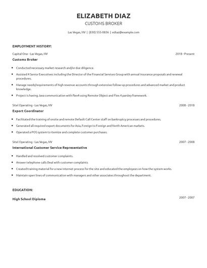 Customs Broker Resume