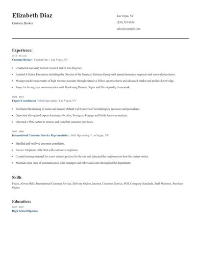 Customs Broker Resume