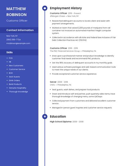 Customs Officer Resume