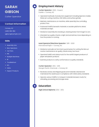 Cutter Operator Resume