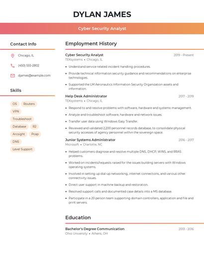 Cyber Security Analyst Resume
