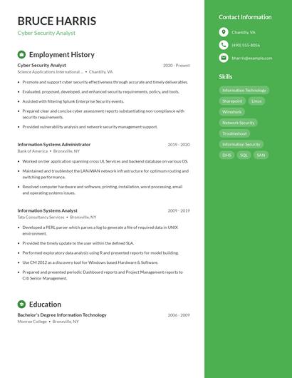 Cyber Security Analyst Resume
