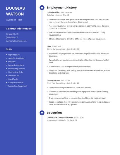Cylinder Filler Resume
