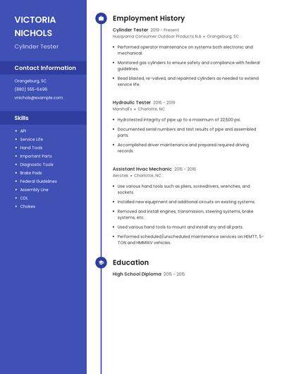 Cylinder Tester Resume
