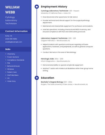 Cytology Laboratory Technician Resume