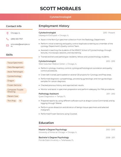 Cytotechnologist Resume