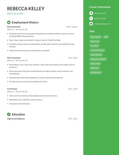 Dairy Associate Resume