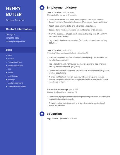 Dance Teacher Resume