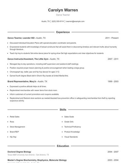 Resume example 1