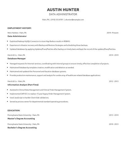 Data Administrator Resume