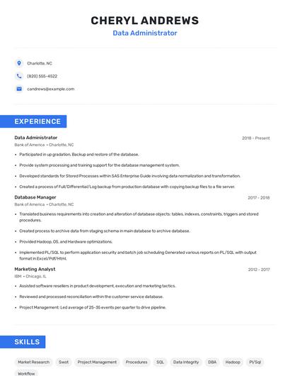 Data Administrator Resume