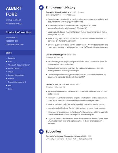 Data Center Administrator Resume
