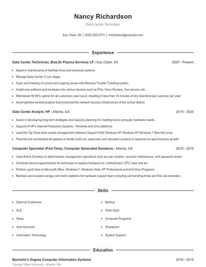 Resume example 1