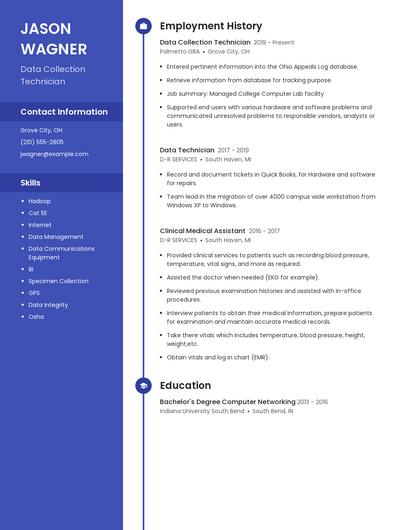 Data Collection Technician Resume