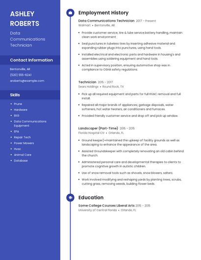 Data Communications Technician Resume