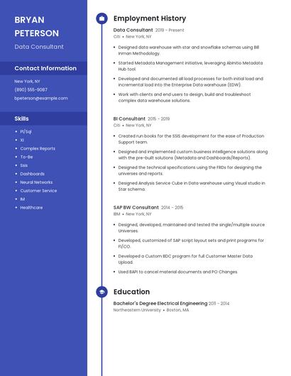 Data Consultant Resume