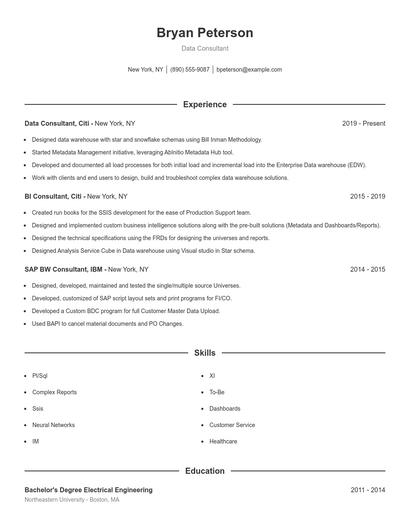 Data Consultant Resume