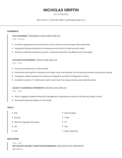Data Engineer Resume