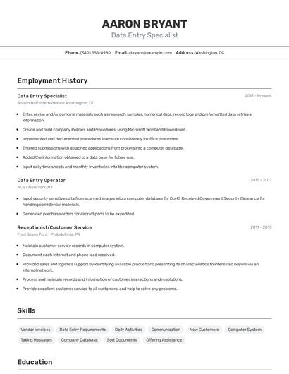 Resume example 2