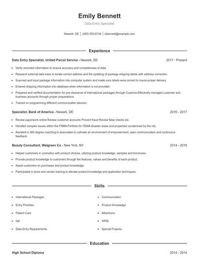 Resume example 1
