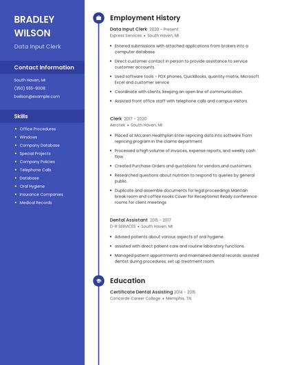 Data Input Clerk Resume
