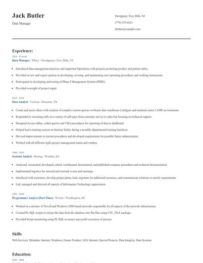 Data Manager Resume