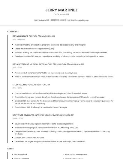 Data Manager Resume