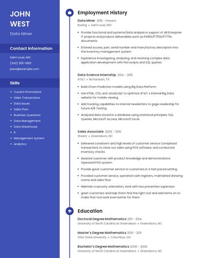 Data Miner Resume